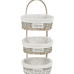 Gifi Rangement|Panier mural 3 niveaux bois tressé naturel