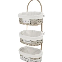 Gifi Rangement|Panier mural 3 niveaux bois tressé naturel