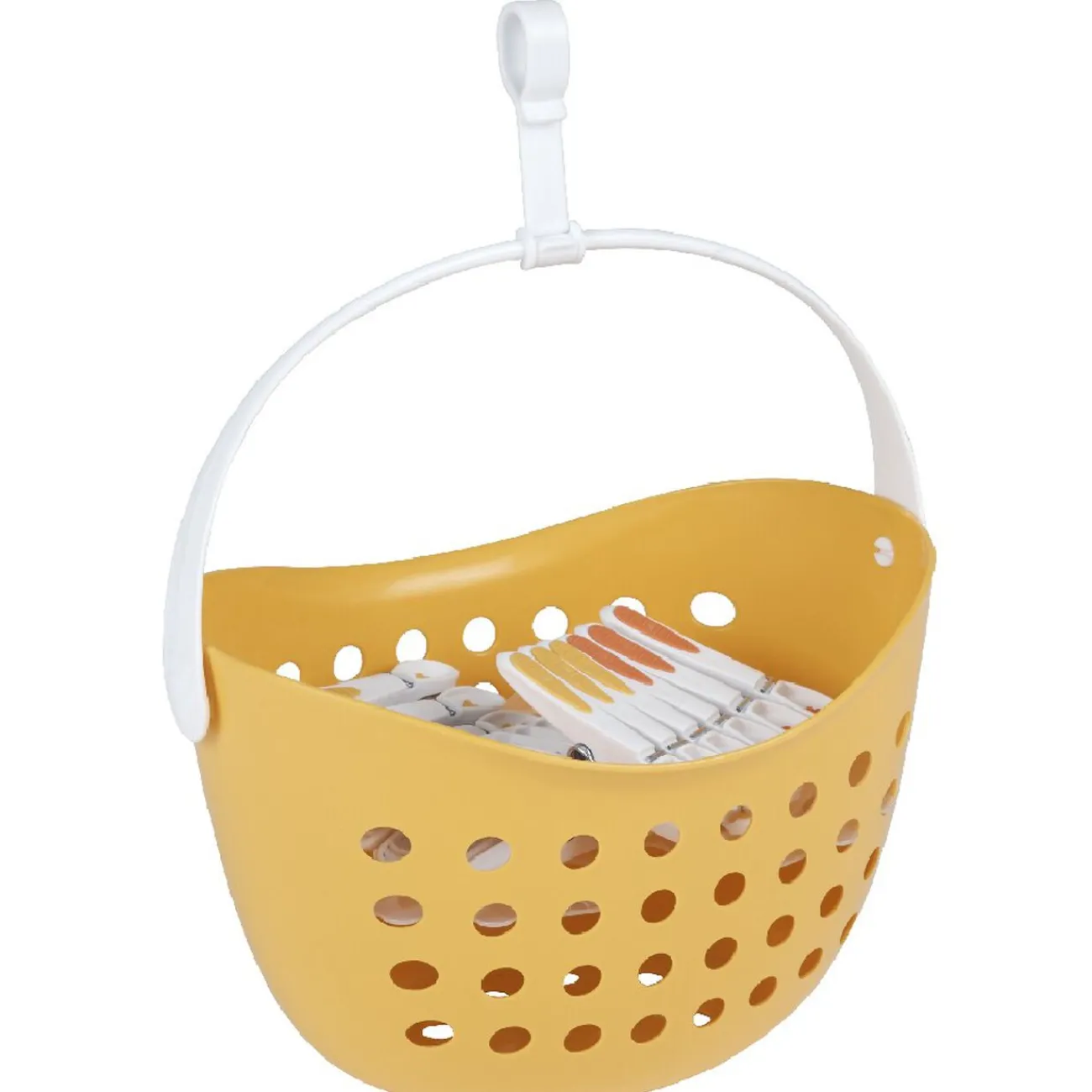 Gifi Entretien Du Linge|Panier orange avec 12 pinces à linge