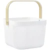 Gifi Rangement|Panier plastique avec anse blanc et naturel - L24 x l24 x H18 cm
