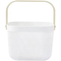 Gifi Rangement|Panier plastique avec anse blanc et naturel - L24 x l24 x H18 cm