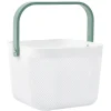 Gifi Rangement|Panier plastique avec anse blanc et vert - L24 x l24 x H18 cm