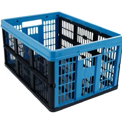 Gifi Rangement|Panier pliable en plastique bleu et noir 45L