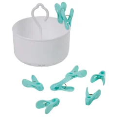 Gifi Entretien Du Linge|Panier rond blanc avec pince à linge x24