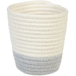 Gifi Rangement|Panier rond bohème coton blanc gris