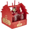 Gifi Panier rouge Merry Christmas avec gobelets Noël pailles x4