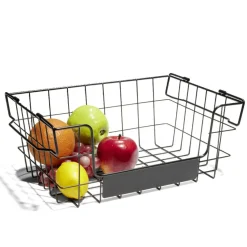 Gifi Rangement|Panier superposable taille S métal noir 34,5x24x14cm