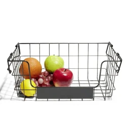 Gifi Rangement|Panier superposable taille S métal noir 34,5x24x14cm