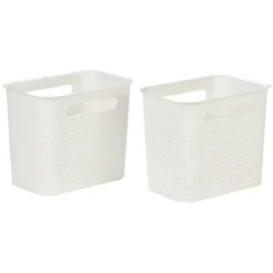 Gifi Rangement|Paniers à linge blancs design perforé 7 L x2