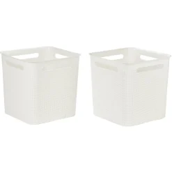 Gifi Rangement|Paniers à linge blancs design perforé 18 L x2