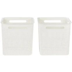 Gifi Rangement|Paniers à linge blancs design perforé 18 L x2