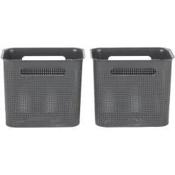 Gifi Rangement|Paniers à linge gris design perforé 7 L x2