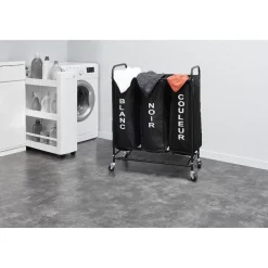 Gifi Entretien Du Linge|Panière 3 en 1 tri du linge à roulettes