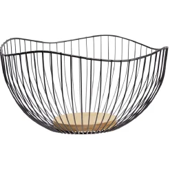 Gifi Panière à fruits métal noir bambou