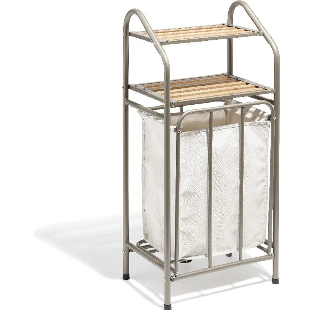 Gifi Entretien Du Linge|Panière à linge avec étagères bambou naturel