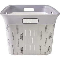 Gifi Entretien Du Linge|Panière à linge blanc et gris 40L