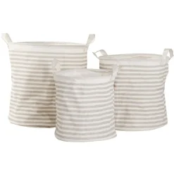 Gifi Entretien Du Linge|Panière à linge coton motif rayures x3
