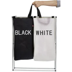 Gifi Entretien Du Linge|Panière à linge de tri blanc noir