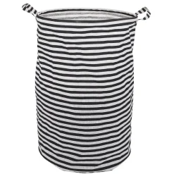 Gifi Entretien Du Linge|Panière à linge 75L blanc rayé noir Ø40xH60cm