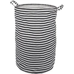 Gifi Entretien Du Linge|Panière à linge 75L blanc rayé noir Ø40xH60cm