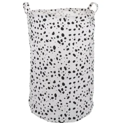 Gifi Entretien Du Linge|Panière à linge 75L blanc tacheté noir Ø40xH60cm