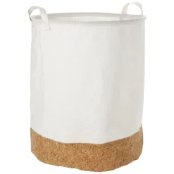 Gifi Entretien Du Linge|Panière à linge ronde en coton blanc