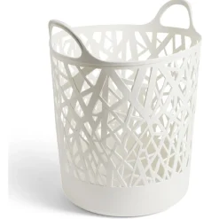 Gifi Entretien Du Linge|Panière à linge ronde plastique blanc 45L