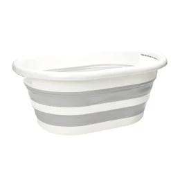 Gifi Entretien Du Linge|Panière à linge rétactable 26L plastique gris et blanc
