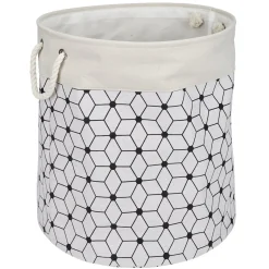 Gifi Entretien Du Linge|Panière à linge souple 72L motifs géométriques polyester beige