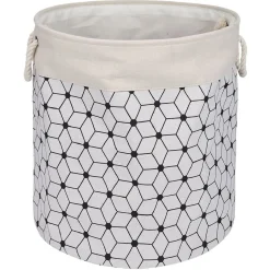 Gifi Entretien Du Linge|Panière à linge souple 72L motifs géométriques polyester beige