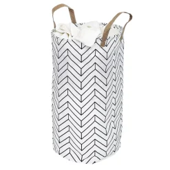 Gifi Entretien Du Linge|Panière à linge souple motif géométrique blanc et noir Ø35xH60cm 60L