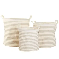 Gifi Rangement|Panière à linge uni blanche x3