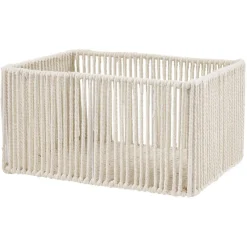 Gifi Rangement|Panière ajouré acier et conton beige - 35x25xH18cm Taille M
