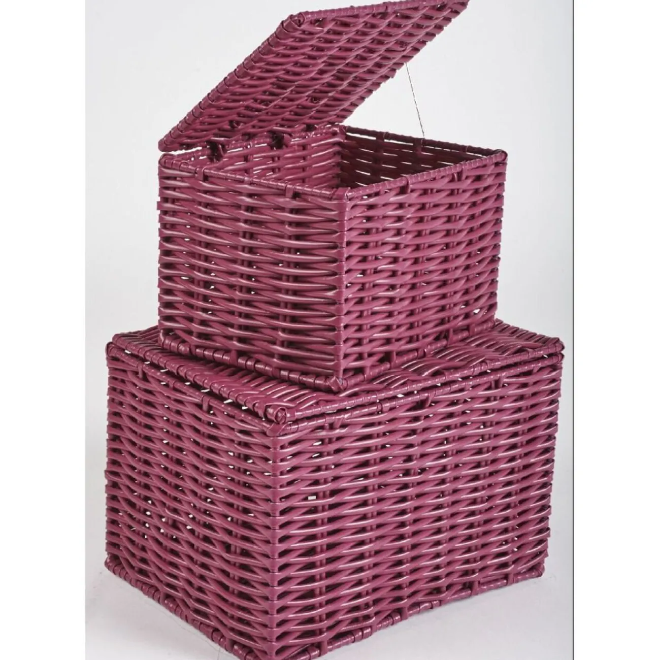 Gifi Rangement|Panière avec couvercle aubergine x2