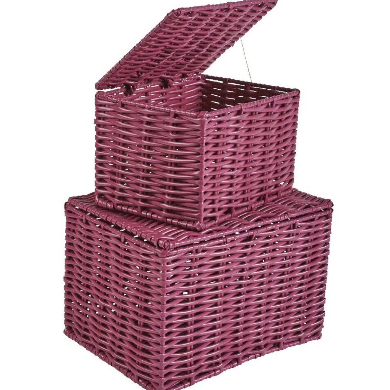 Gifi Rangement|Panière avec couvercle aubergine x2