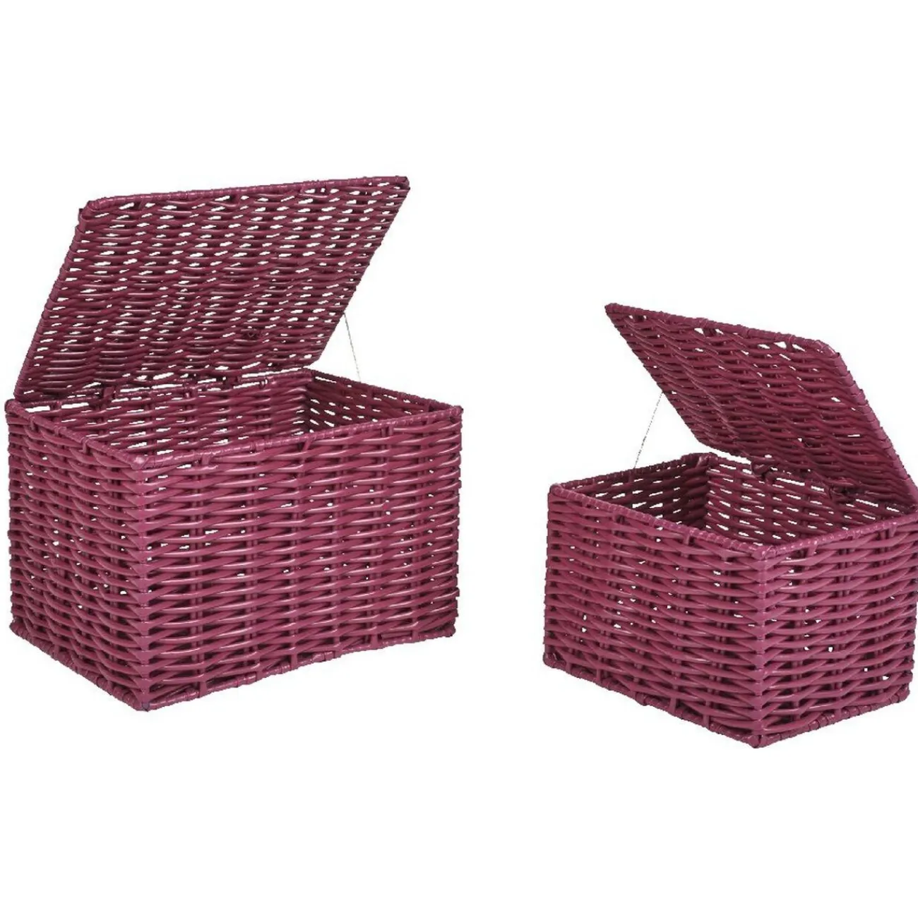 Gifi Rangement|Panière avec couvercle aubergine x2