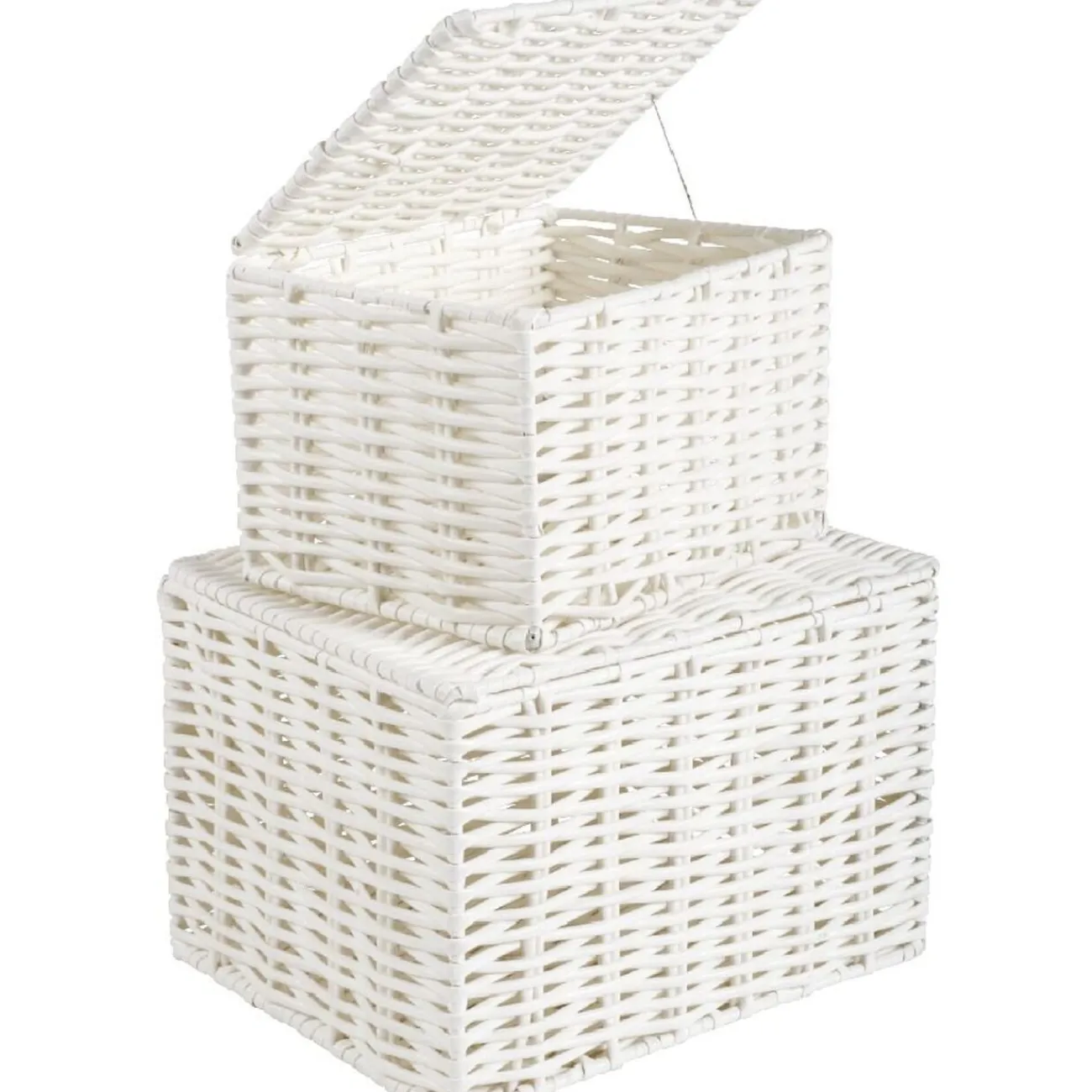 Gifi Rangement|Panière avec couvercle blanche x2