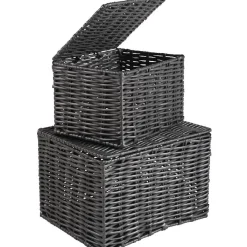 Gifi Rangement|Panière avec couvercle grise x2