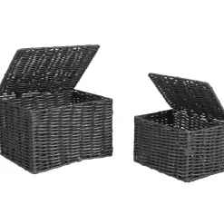 Gifi Rangement|Panière avec couvercle grise x2