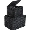 Gifi Rangement|Panière avec couvercle noire x2