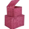 Gifi Rangement|Panière avec couvercle rose x2