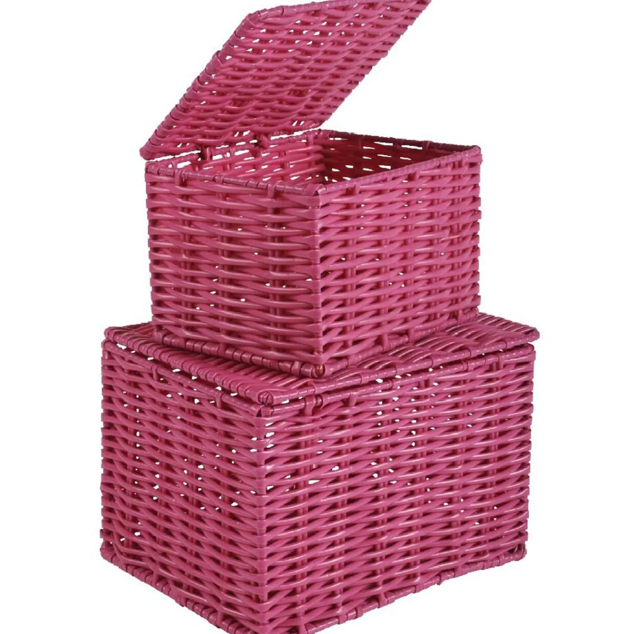 Gifi Rangement|Panière avec couvercle rose x2