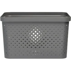 Gifi Entretien Du Linge|Panière bac de rangement ajouré gris 16 L