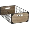 Gifi Rangement|Panière basse bois/métal taille M