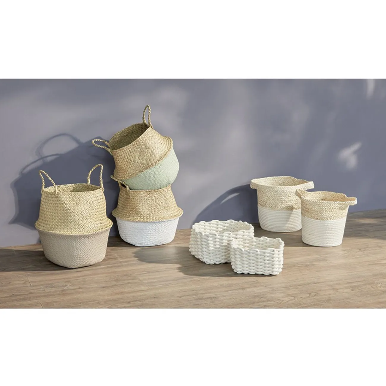 Gifi Rangement|Panière bicolore tissée L