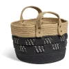 Gifi Rangement|Panière bi-matière noire et naturelle Ø 26 cm