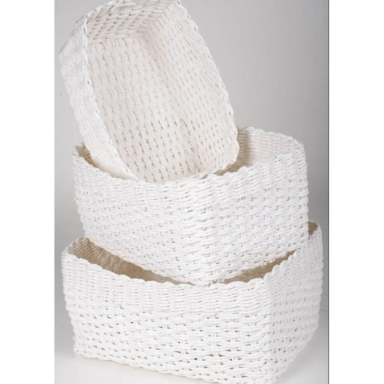 Gifi Rangement|Panière blanche tressée x3