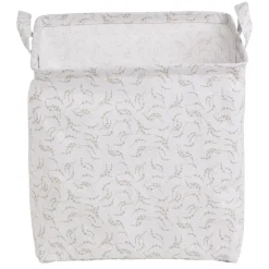 Gifi Rangement|Panière Box Cube coton imprimé 31x31x31cm blanc et beige