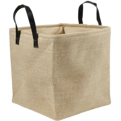 Gifi Rangement|Panière Box Cube effet jute 31x31x31cm beige