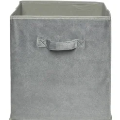 Gifi Rangement|Panière Box Cube effet velours 31x29x31cm gris